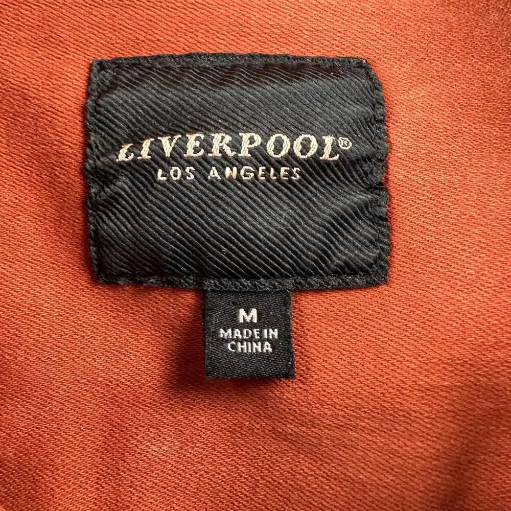 Liverpool Denim Jacket Womens Medium Rust Burnt Orange Trucker Soft Stretchy EUC - Picture 3 of 7